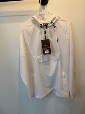 Spyder White Hooded Anorak Windbreaker